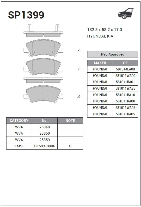 Колодки тормозные HYUNDAI SOLARIS 10-KIA RIO 11- передние